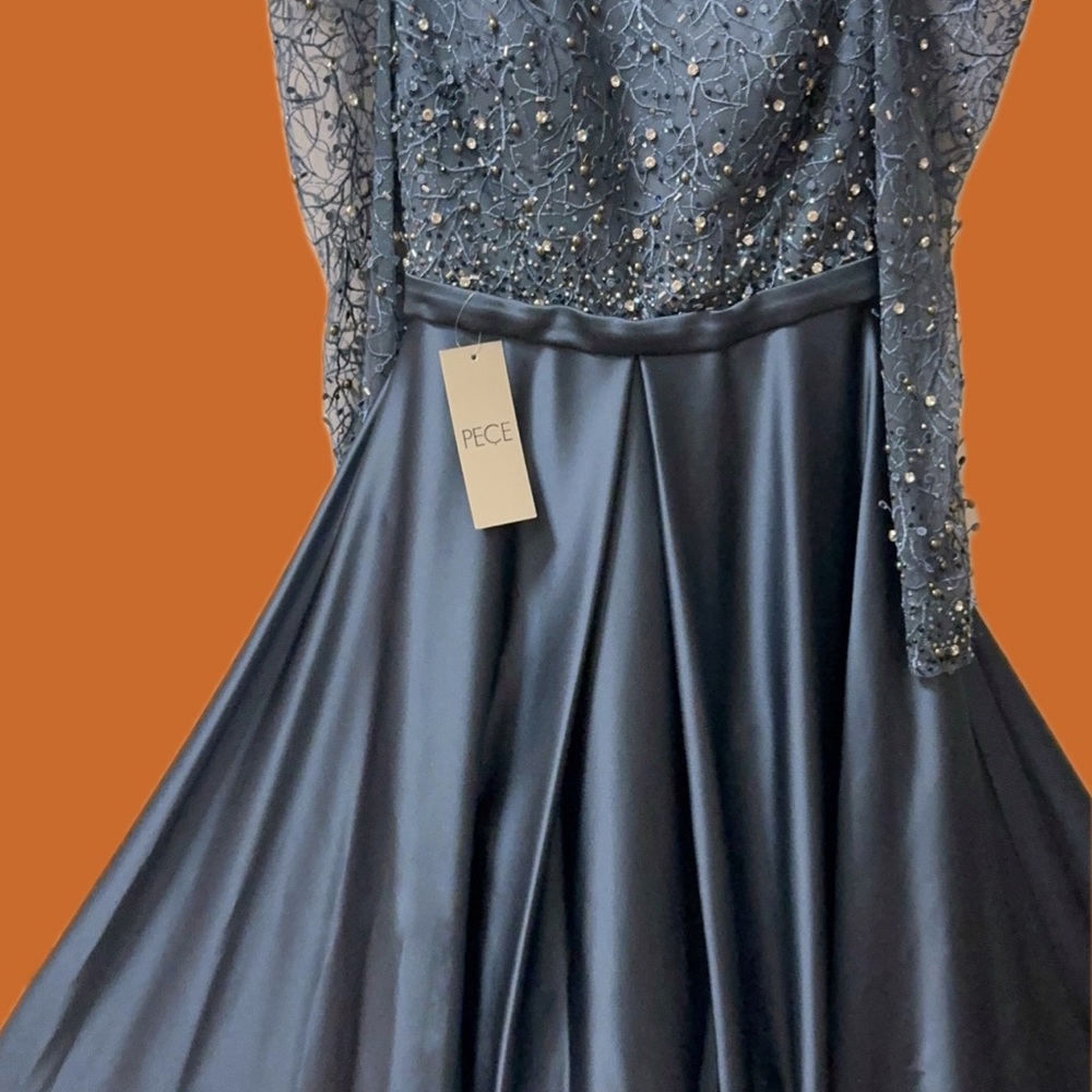 Elegant Beaded Evening Gown in Gray